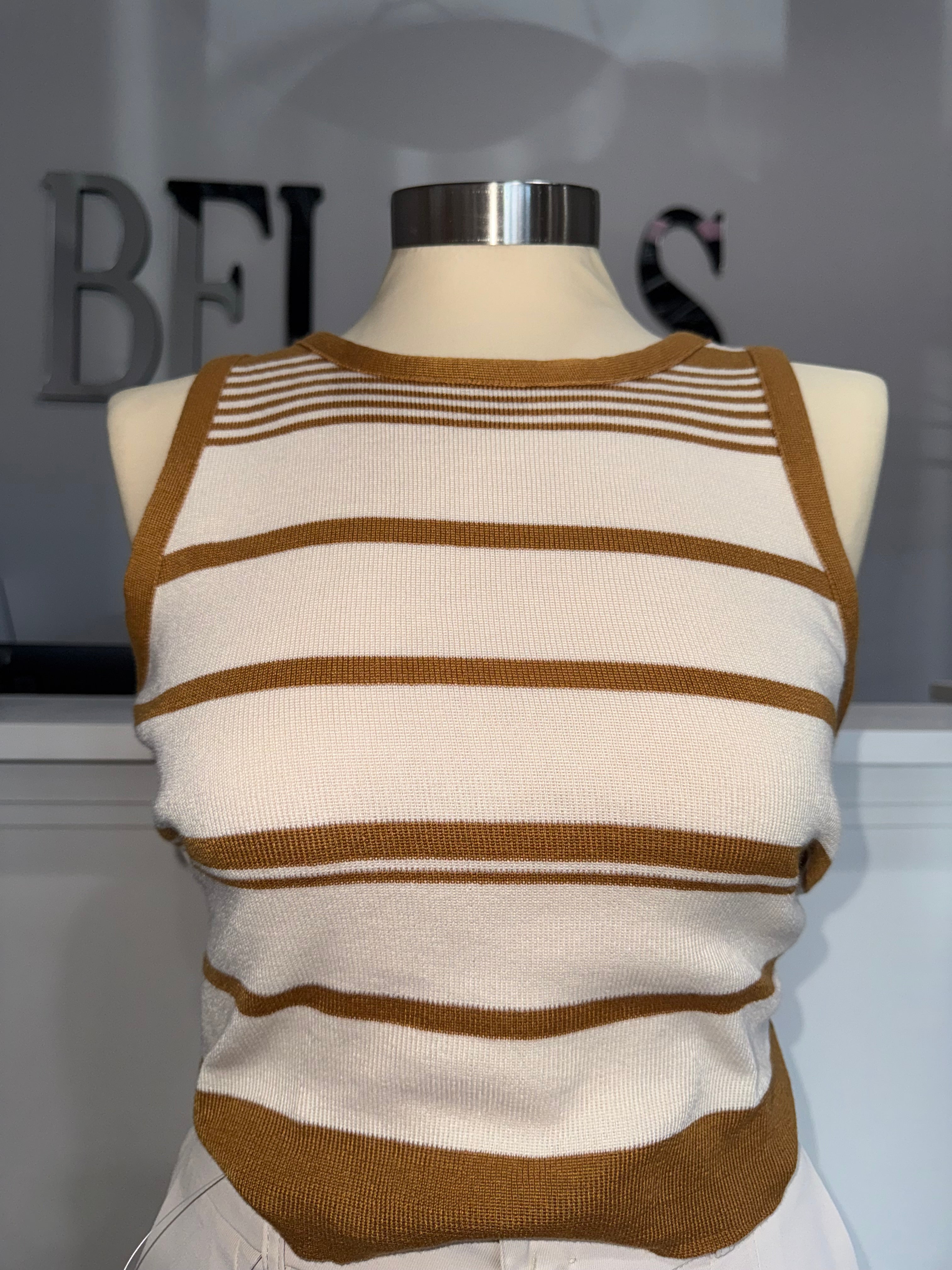 Stripes Cream Tank Top